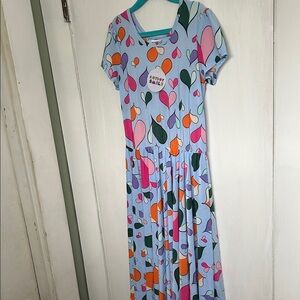 Dot Dot Smile Blue Dress with Heart Pattern